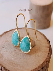 Natural Stone Teardrop Bobo Earrings