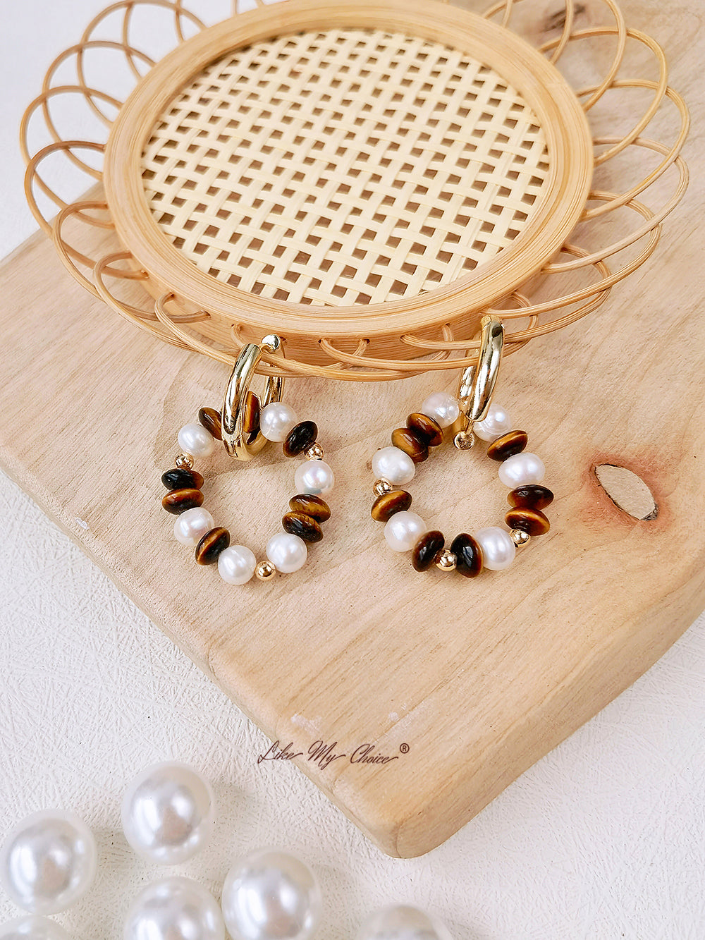 Vintage Real Pearl Large Circle Earrings