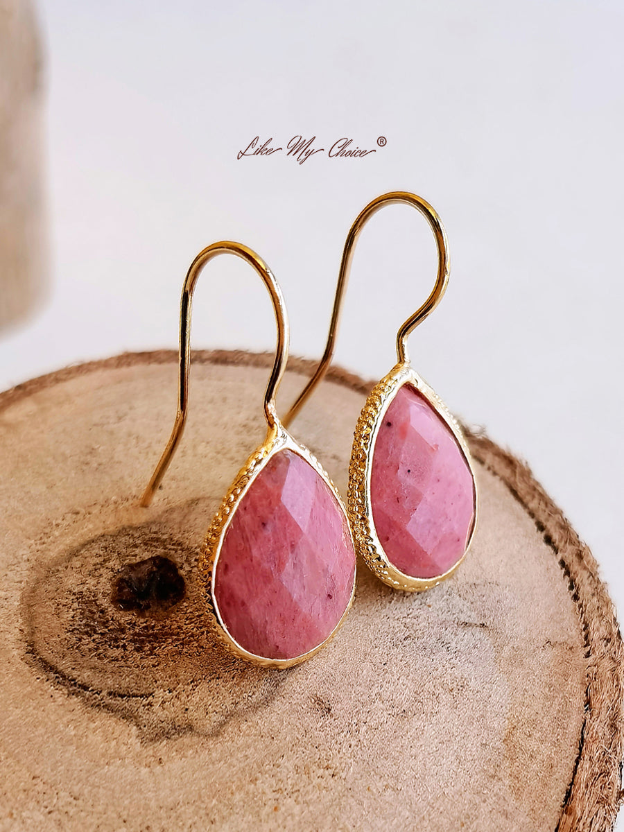 Natural Stone Teardrop Bobo Earrings