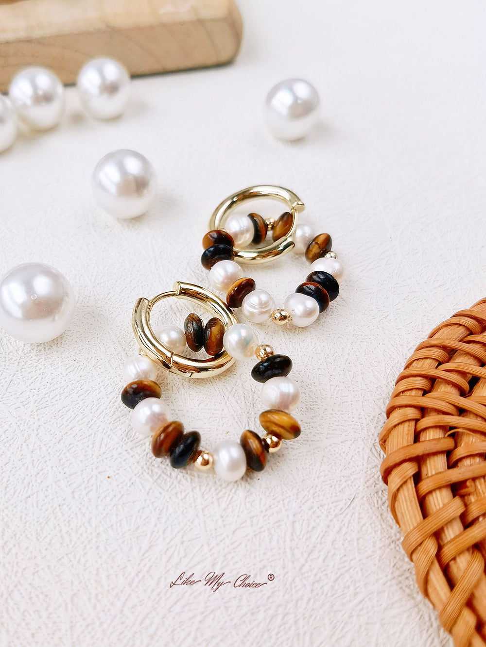 Vintage Real Pearl Large Circle Earrings