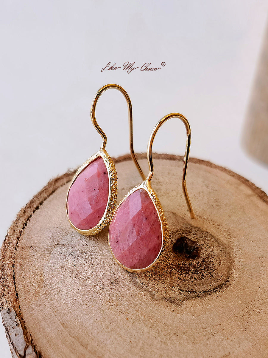 Natural Stone Teardrop Bobo Earrings