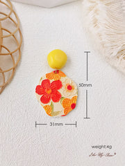 Red Sun Flower Drop Earrings