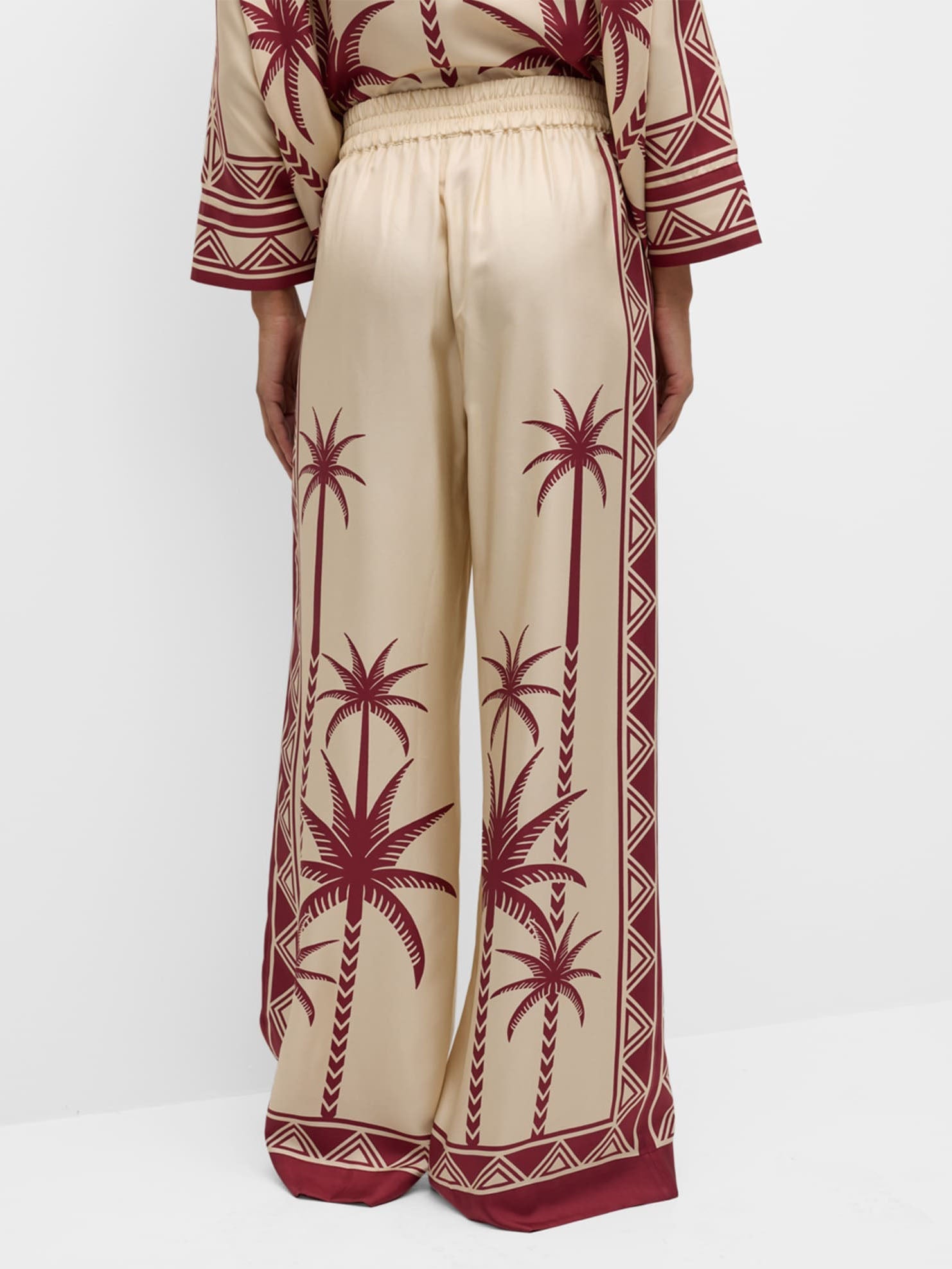 Exquisite Palm Tree Oversized Loose Print Pocket Stretch Wide Leg Pants