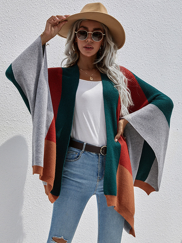 Original Creation Contrast Color Striped Sweater Tops Cardigan Coats