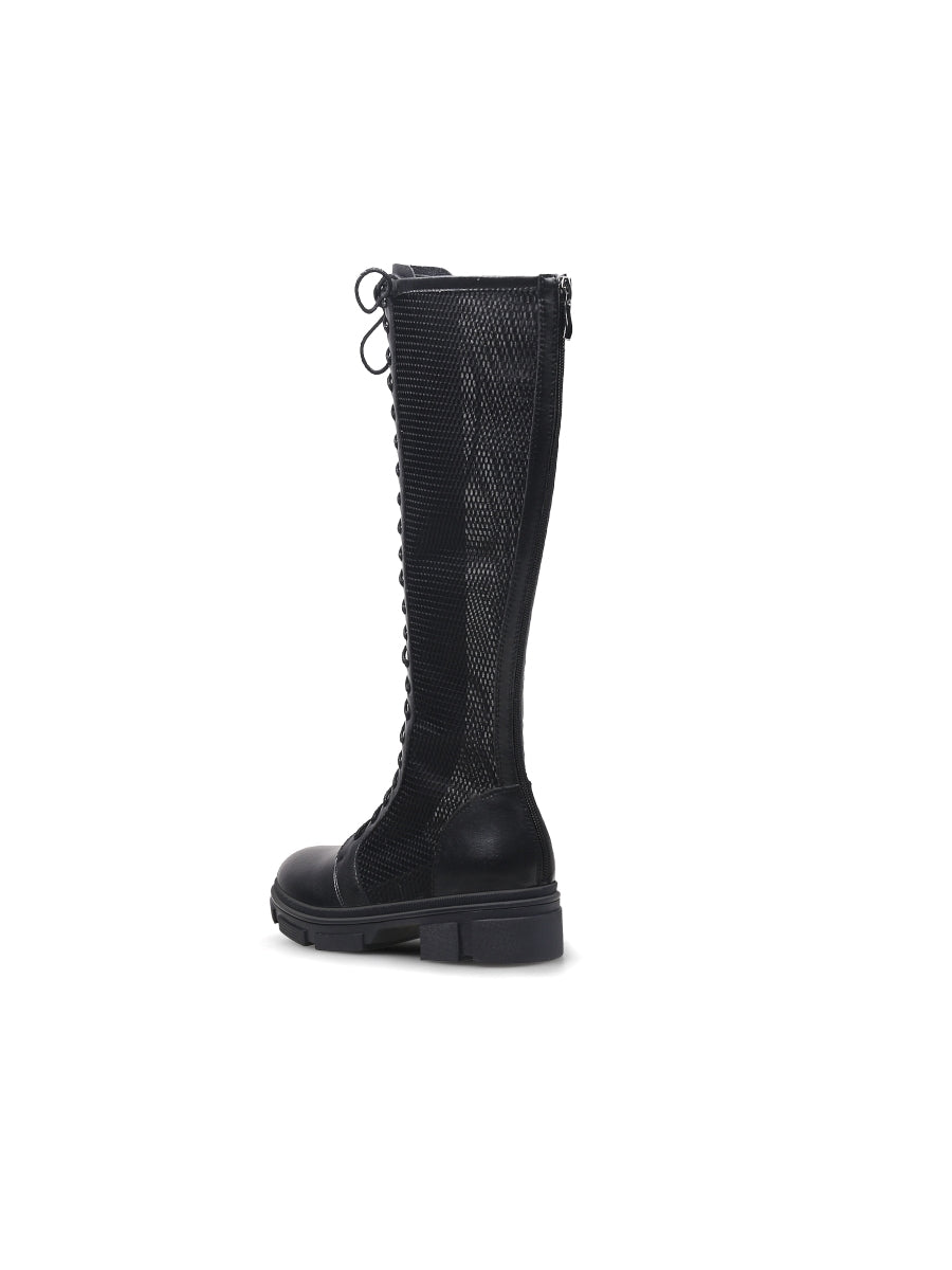 JADYROSE | LALLIE BLACK MESH KNEE HIGH BOOT