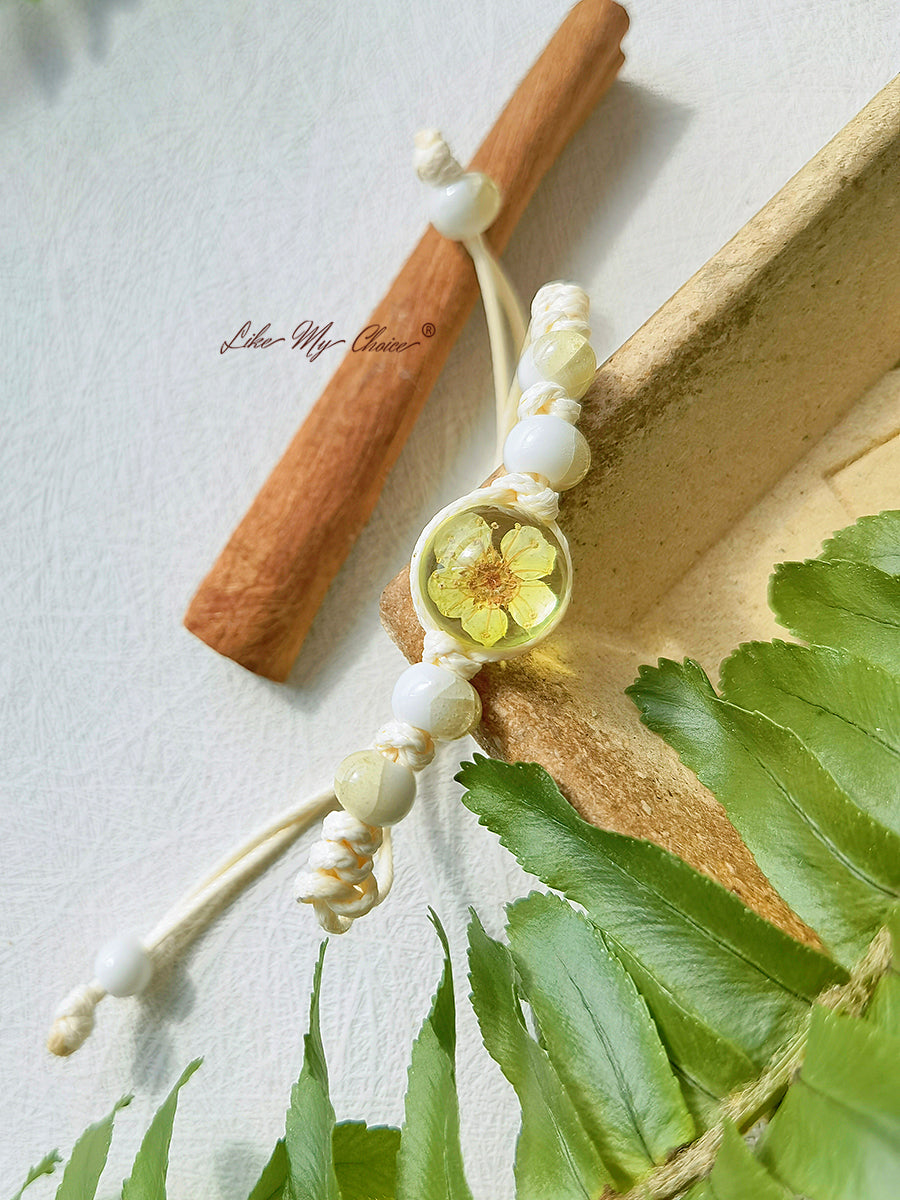 Cherry Blossom Time Stone Ceramic Braided Bracelet