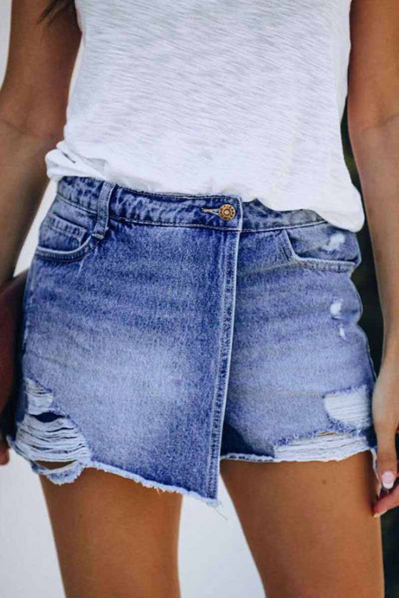 Chicindress Ripped & Repaired Denim Shorts