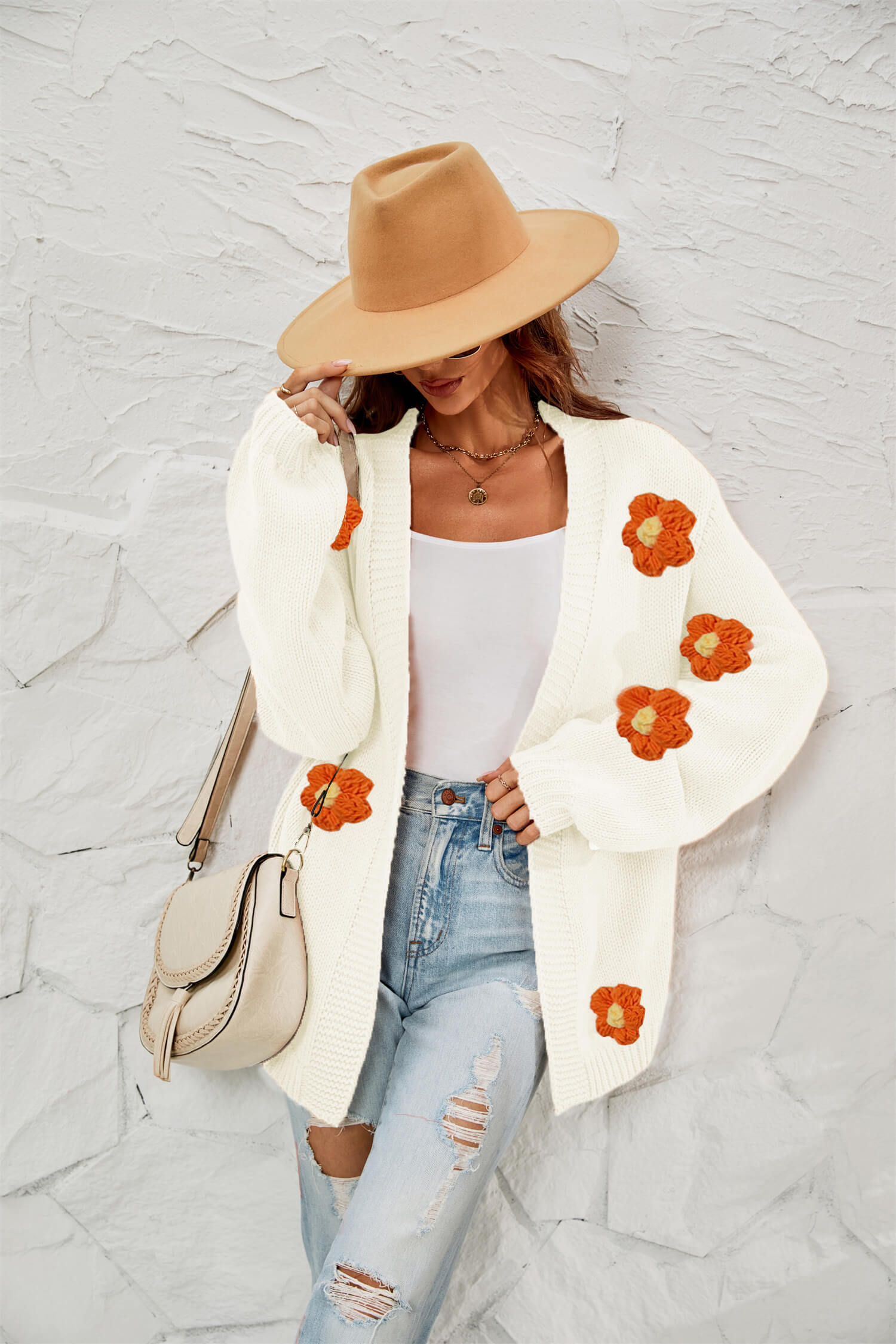 Fall In Daisy Oversized Knit Cardigan