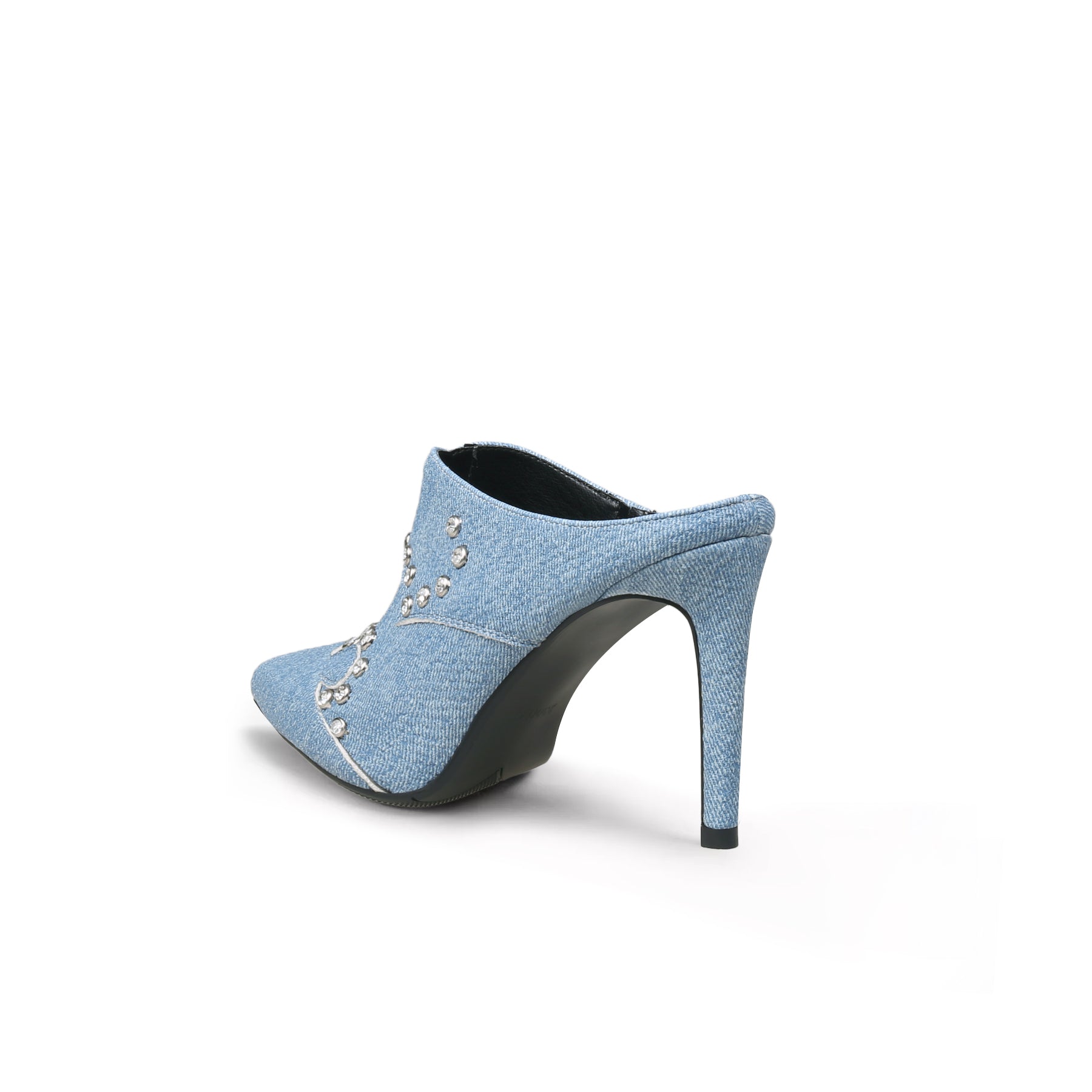 Jady Rose | Maxina Studded Denim Stilettos - Washed Blue