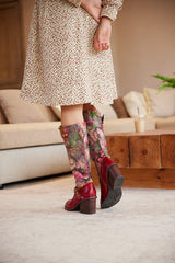 Soffia | Maude Floral Wide Calf Leather Knee High Boots