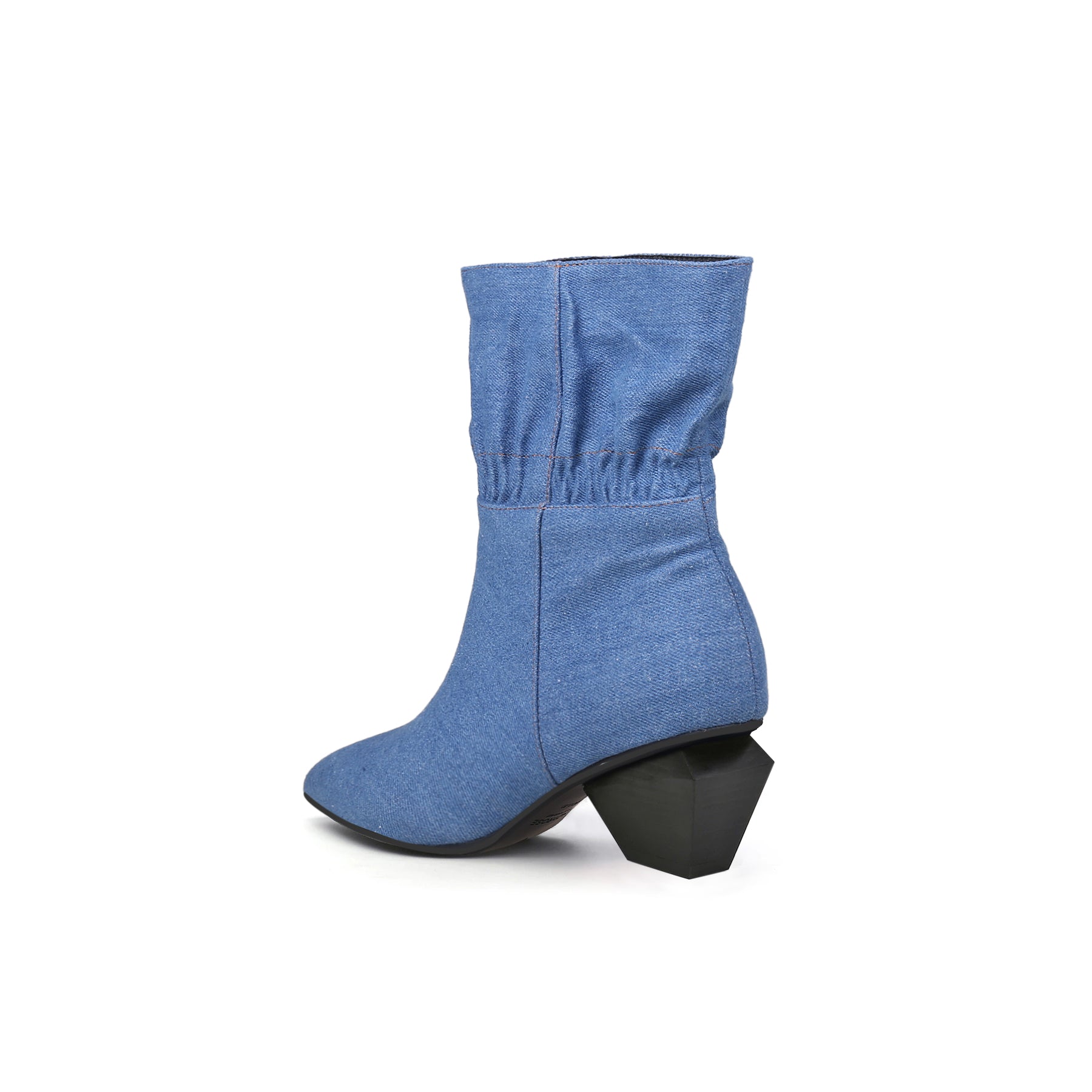 JADY ROSE | BLOCK HEEL RUFFLE ANKLE DENIM BOOTS