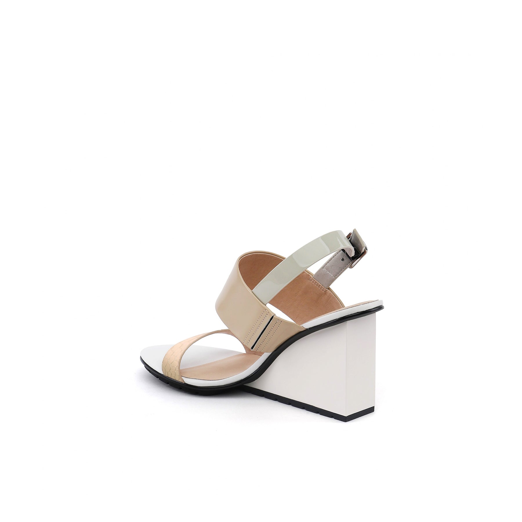 JADY ROSE | LEATHER SLINGBACK WEDGE SANDAL - NEUTRAL