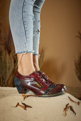 Soffia | Messina Rose Embossed Leather Oxford - Burgundy