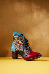 Soffia | Peacock in Bloom Leather Ankle Boots