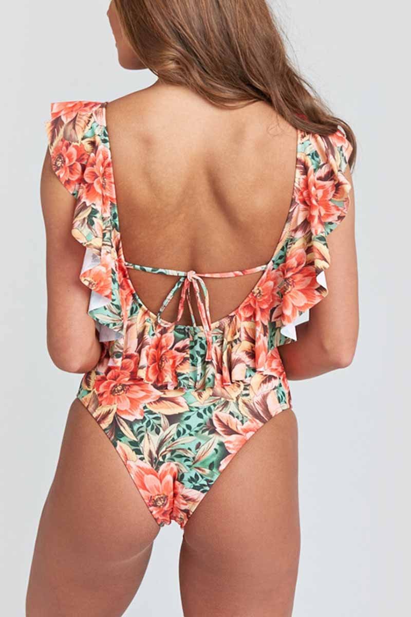 Chicindress Deep V-neck Ruffled Swimsuit