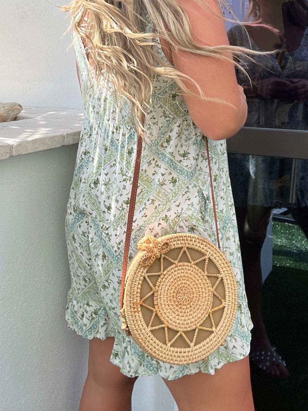 Sunburst-Round Rattan Bag