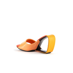 Jady Rose | Set It Straight Leather Wedge Slide - Orange