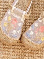 CACTUS ROSE | EMBROIDERED MESH UPPER ESPADRILLE MULE