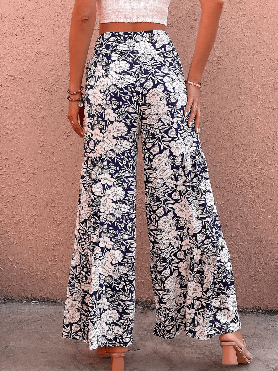 Cancun Printed Wide Leg Belted Pant