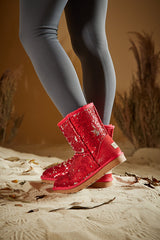 Smaibulun Ugg | Dallas Glam Sequin Shearling Boots - Red