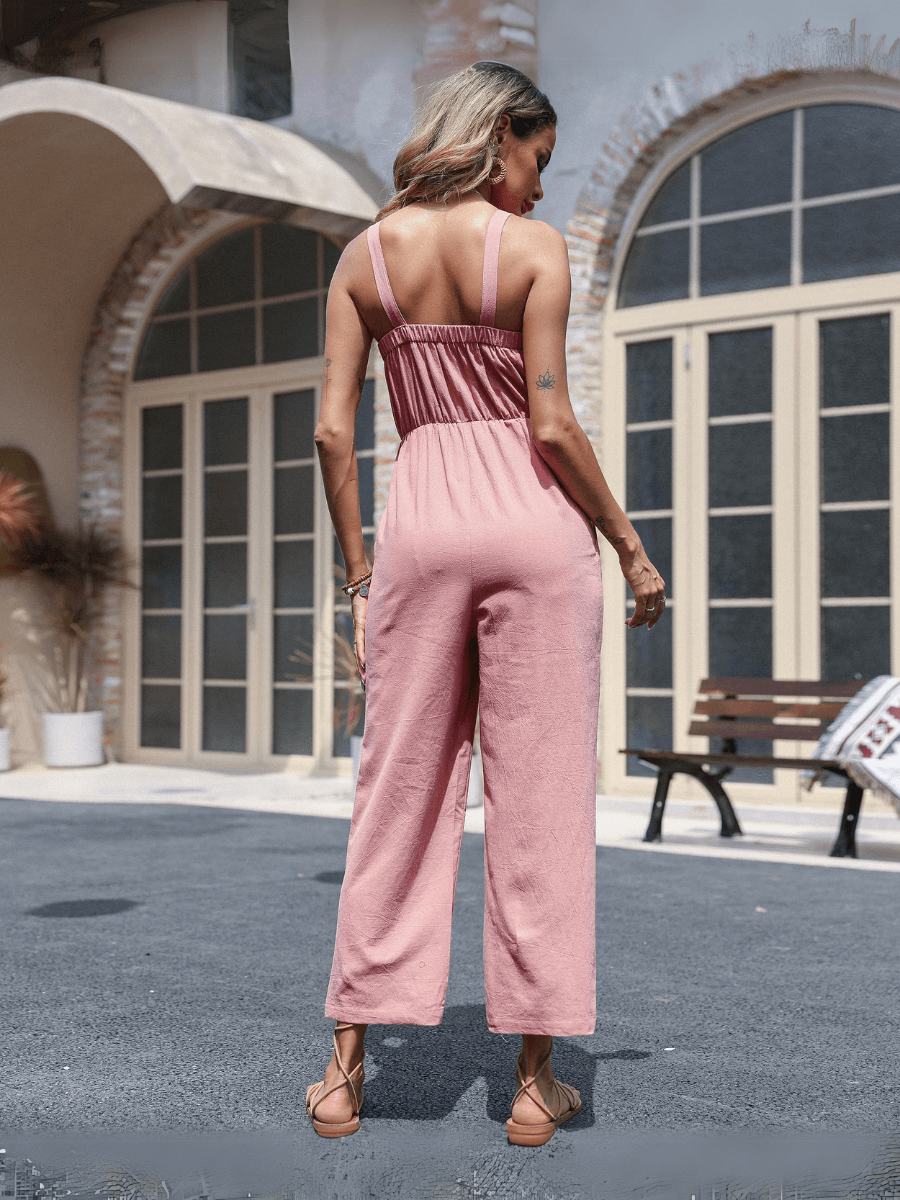 Kenia V-Neck Bow Tie Jumpsuit