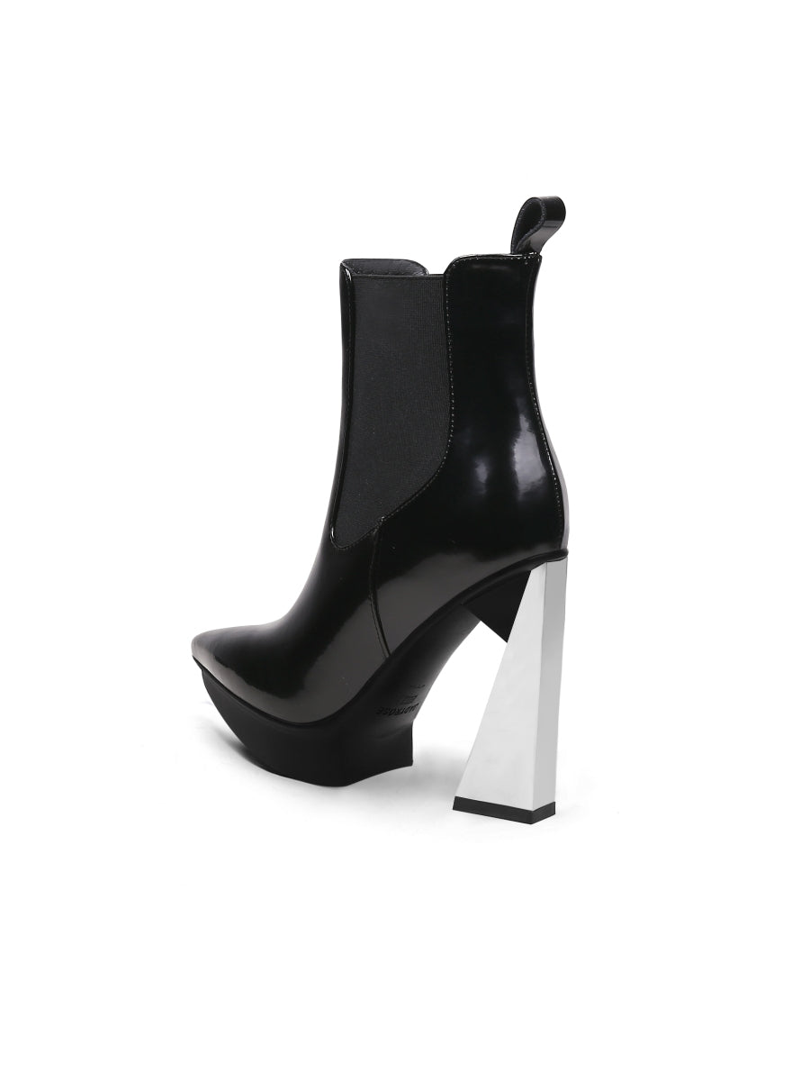 JadyRose | Mirror Triangle Heel Genuine Leather Chelsea Boot