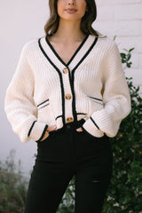 Pate Pocketed Knit Cardigan - Cream