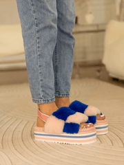 Smaibulun Ugg | Harmony Contrast Woolen Platform Slipper - Pink