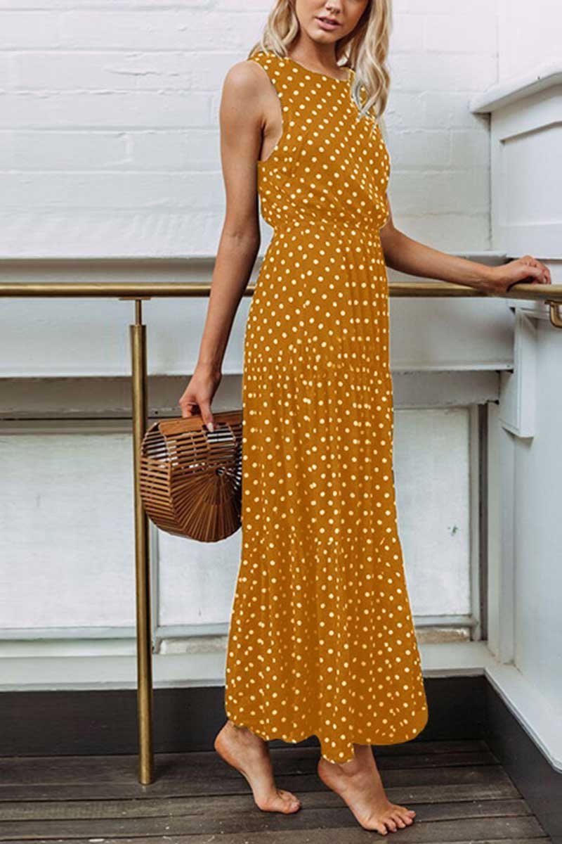 Chicindress Polka Dot Waist Maxi Dress(2 Colors)