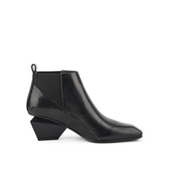 Jady Rose | Ayala Geometry-heel Leather Ankle Boot - Black