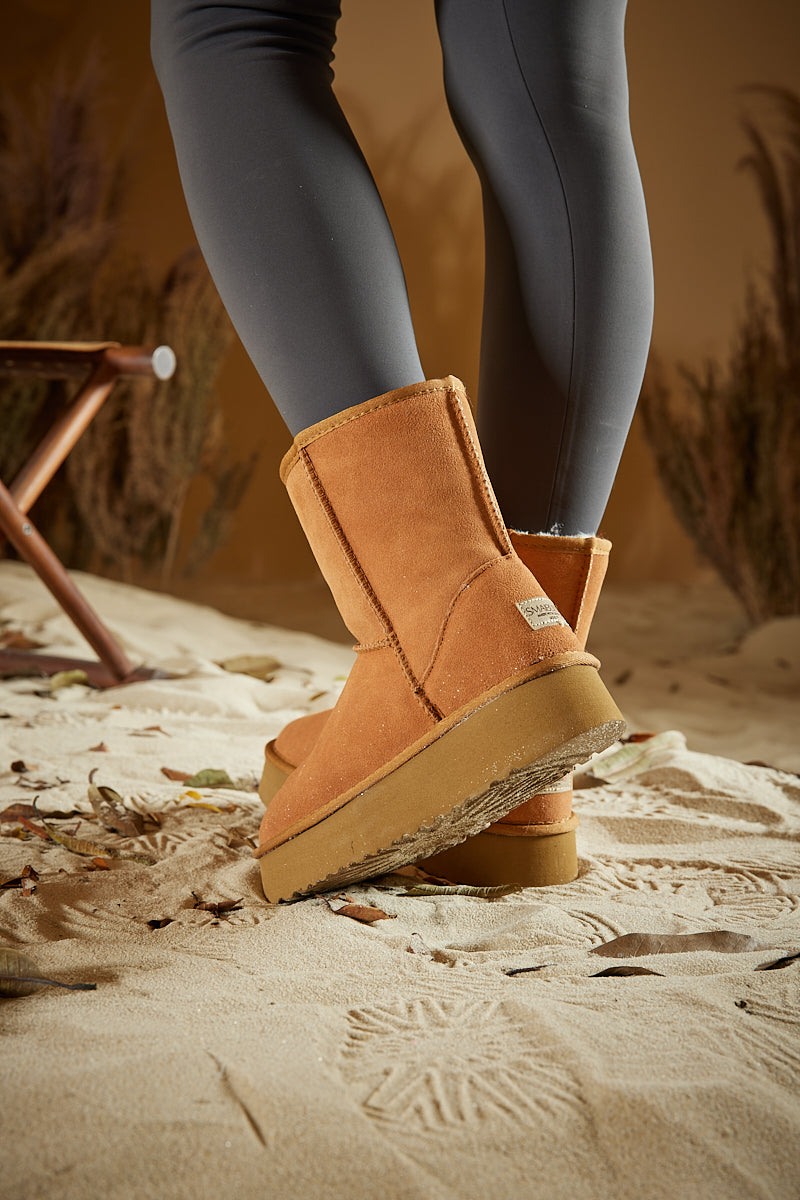 Smaibulun Ugg | Cloud Nine Platform Mini Boots - Chestnut