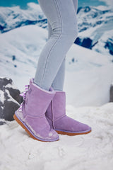 Smaibulun Ugg | Serenity Striped Bailey Bow Shearling Boots - Lavender