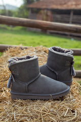 SMAIBULUN Ugg | TAIL BOW BACK SUEDE BOOT - GREY