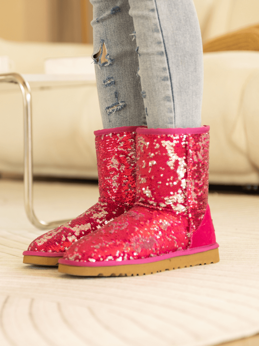 Smaibulun Ugg | Dallas Glam Sequin Shearling Boots - Rose Pink