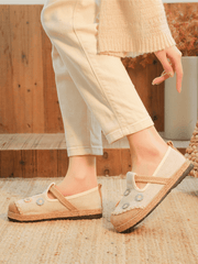 CACTUS ROSE | DAISY WISHES APPLIQUE LINEN ESPADRILLE - APRICOT