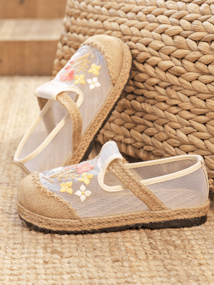 CACTUS ROSE | EMBROIDERED MESH UPPER ESPADRILLE LOAFER