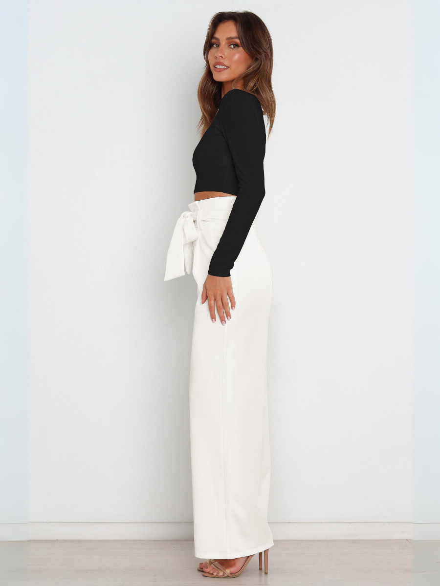 Iconic High Rise Pocketed Trouser Pants - White