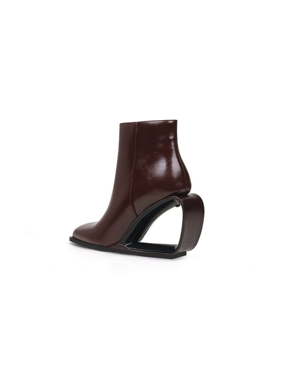 JadyRose | FIREPLACE Wedge-Heel Chocolate Leather Ankle Boot