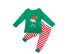 Christmas ELF Print Striped Family Matching Pajamas Set