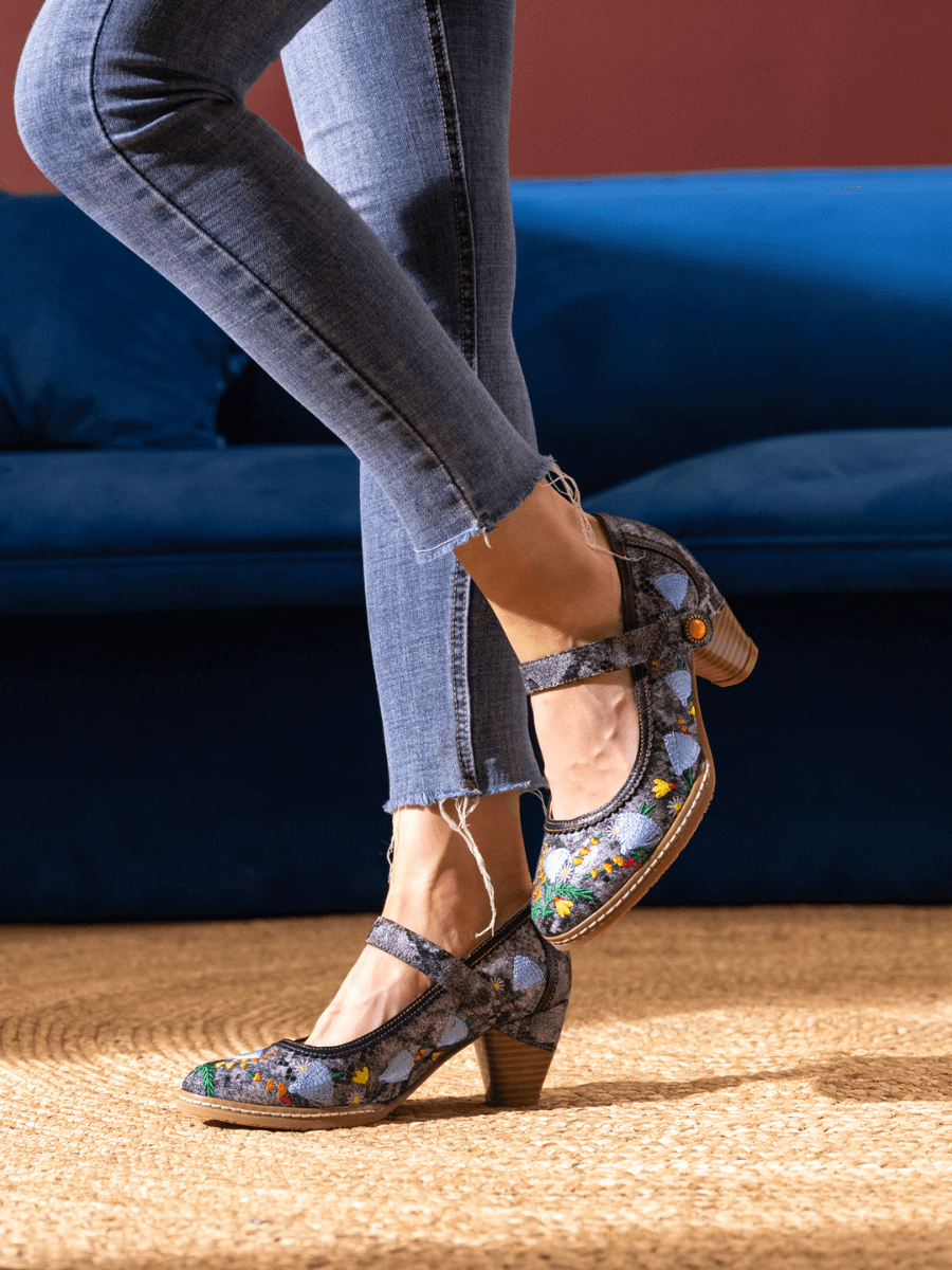 SOFFIA | GEORGINA FLORAL LEATHER PUMP