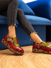 SOFFIA | JANIE FLORAL EMBOSSED LEATHER  PLATFORM OXFORD