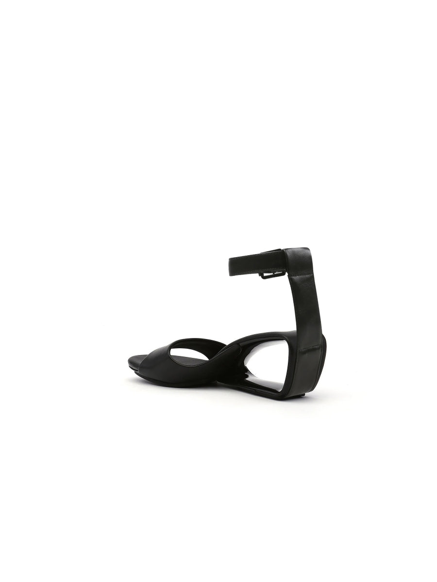 JadyRose | Elevator Heel Genuine Leather Black Ankle Strap