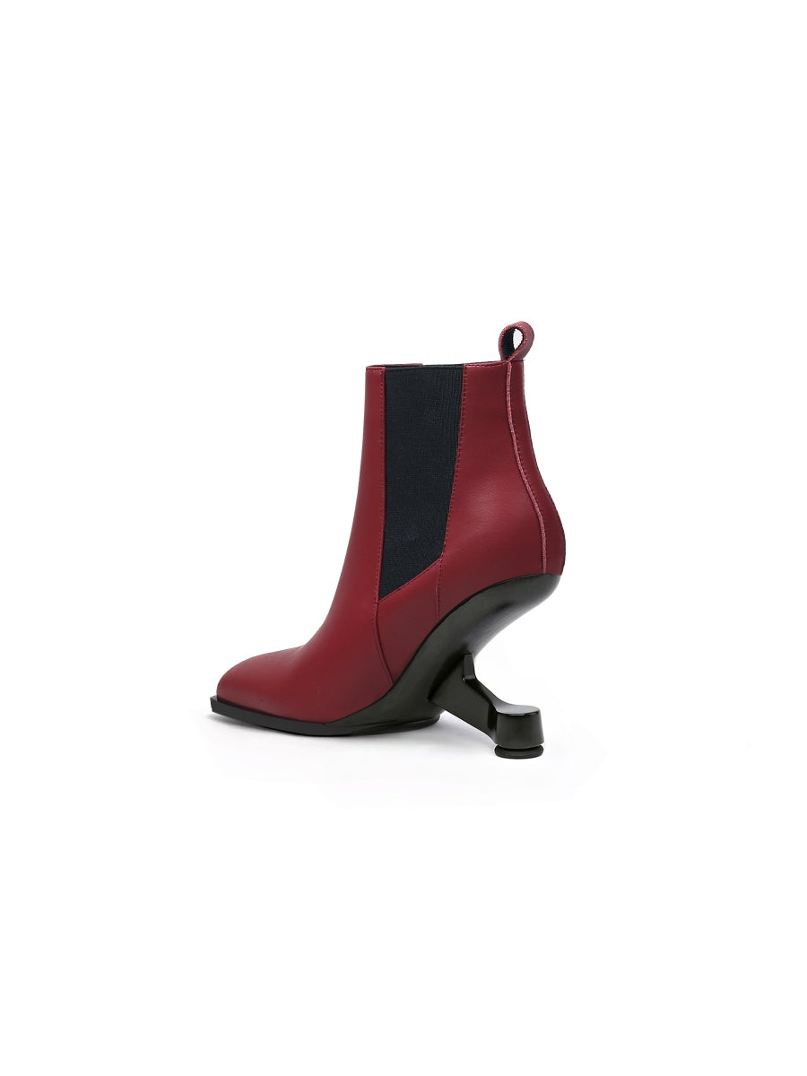 JadyRose | HARPER Elevator Heel Burgundy Leather Chelsea Boot