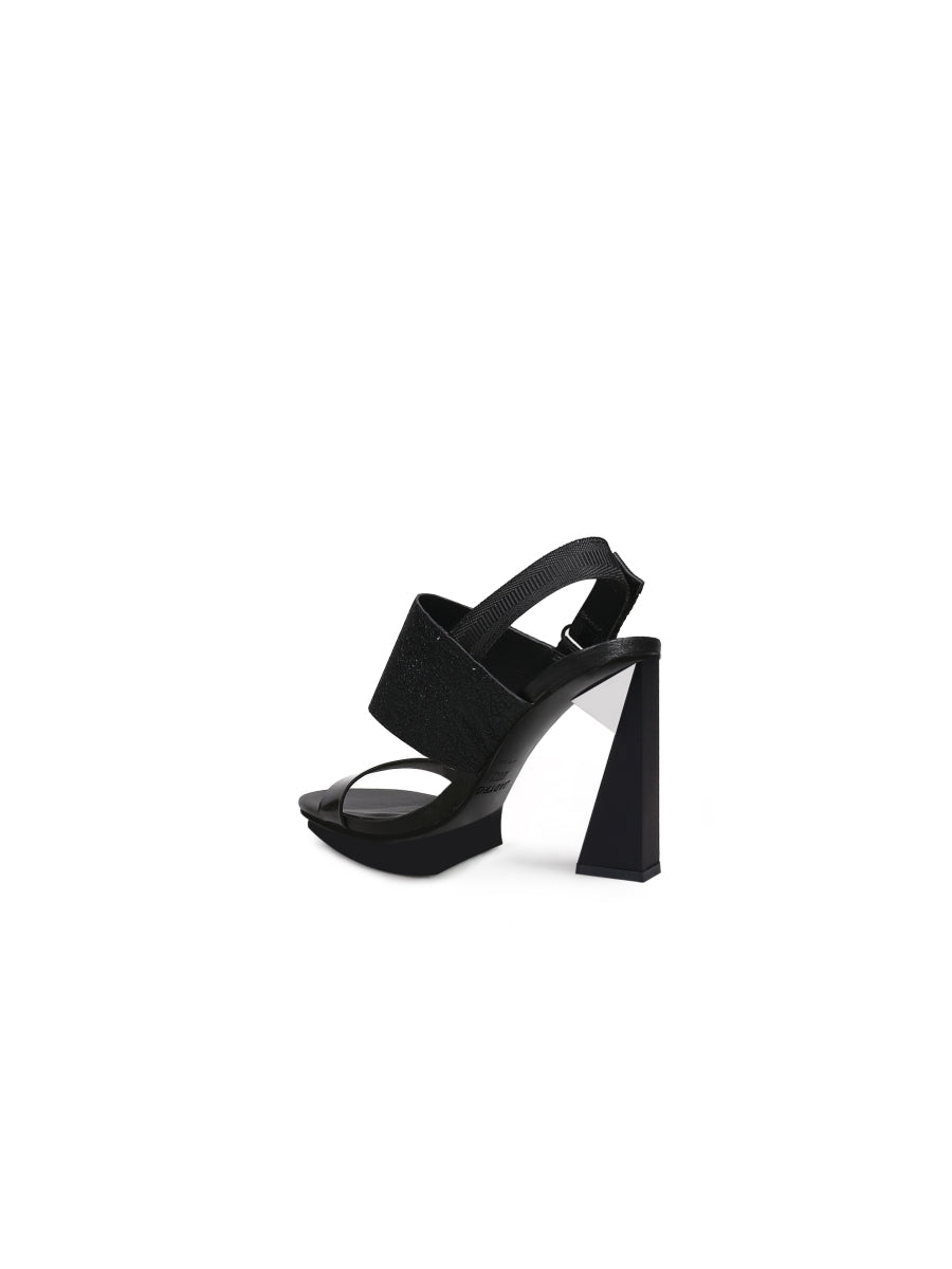 JadyRose | CASTLE SKY-HIGH BLACK LEATHER Slingback