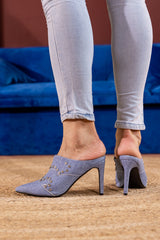 Jady Rose | Maxina Studded Denim Stilettos - Denim Blue