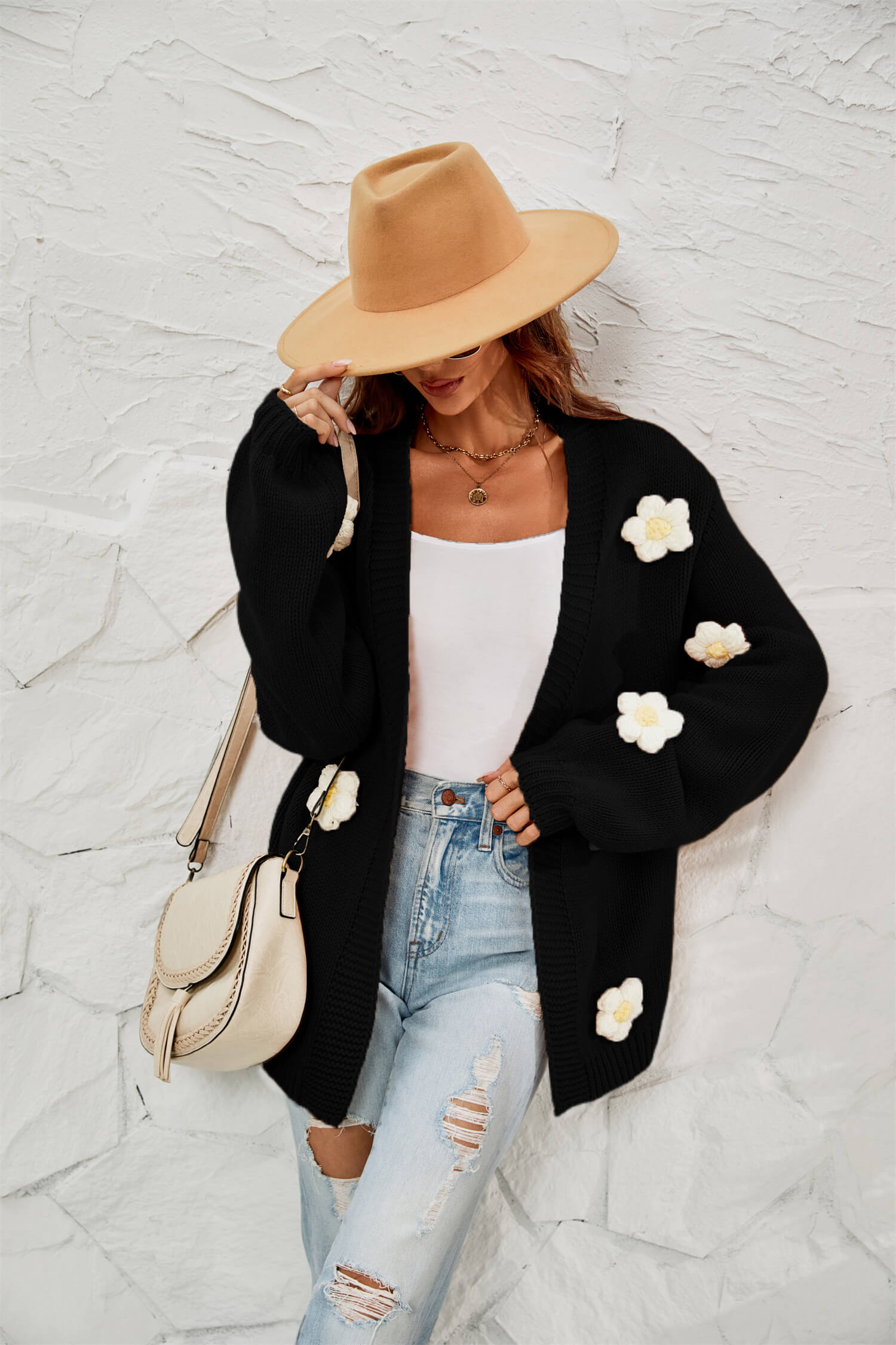 Fall In Daisy Oversized Knit Cardigan