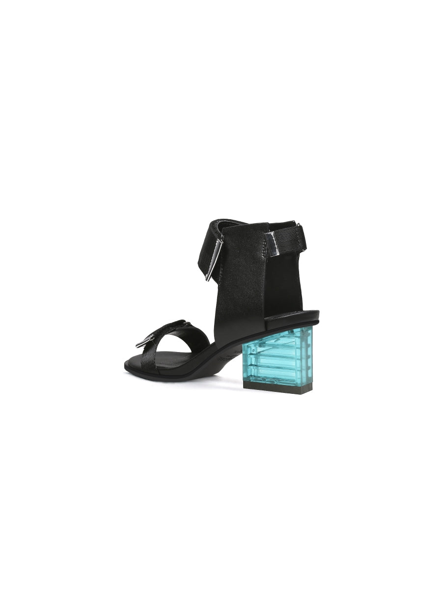 JadyRose | Black Party Heel Leather Sandal