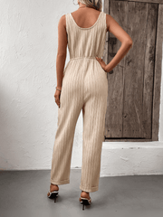 Working Girl Plisse Drawstring Waist Jumpsuit