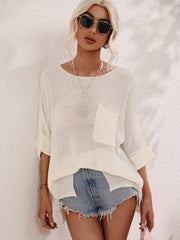 DEMETRA RIBBED KNIT SWEATER - CREAM