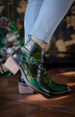 SOFFIA | VINTAGE DARK GREEN LEATHER ANKLE BOOT